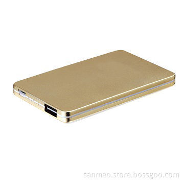 Fashionable Actual 3,000mAh Slim Power Bank with Metal Surface/Card Size, Lightweight, Portable